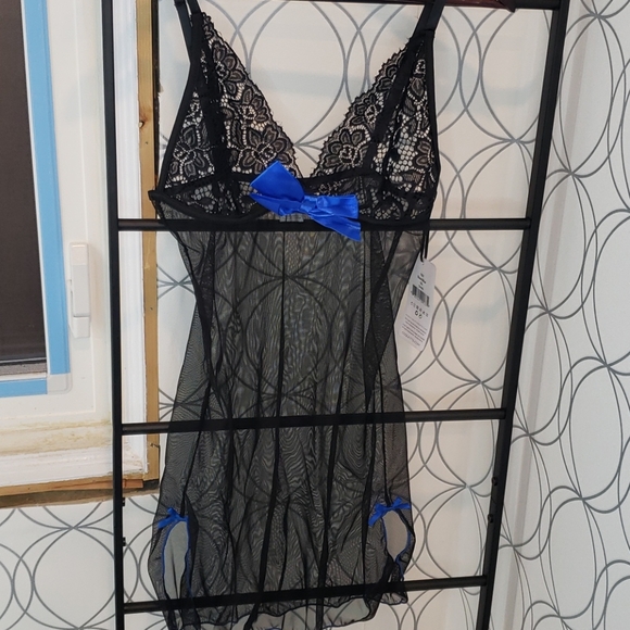 NWT coquette lingerie black/blue dress - Picture 2 of 5